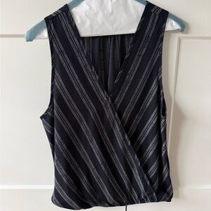 Striped Sleeveless Wrap Top